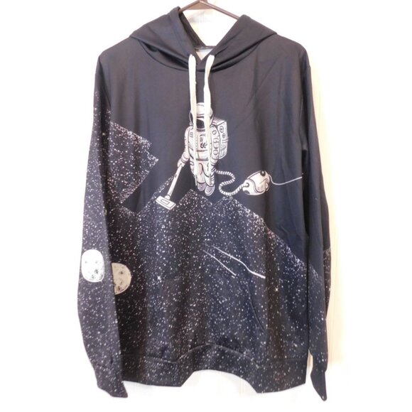 unbranded Other - Men Size L XL Large Astronaut Space Hoodie Black White Vacuum